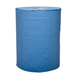 A blue deluxe autocut roll towel