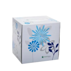 A Stella facial tissue box shaped like a cube