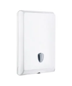 White slim and ultra slim paper towel dispenser with see through window. Extra-large for storing more paper towels.