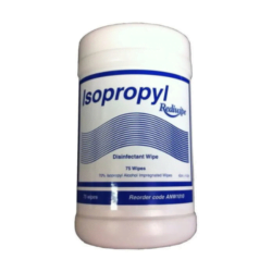 A canister of Isopropyl wipes