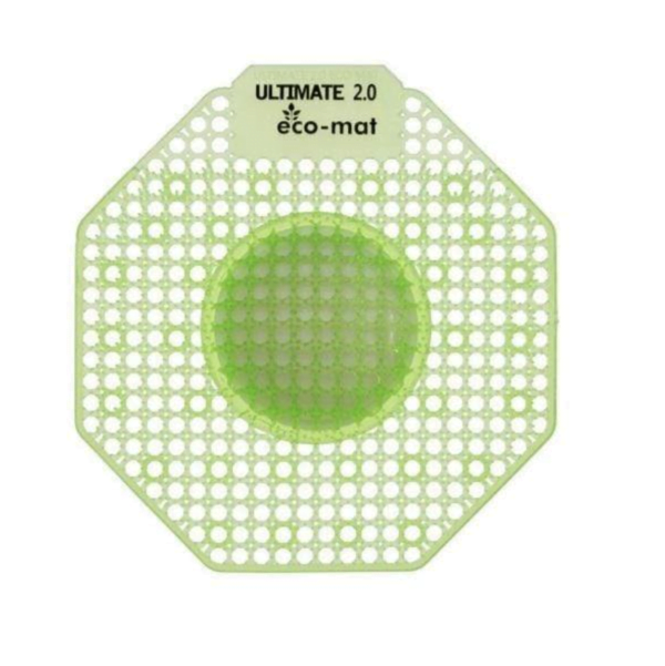 A green urinal mat