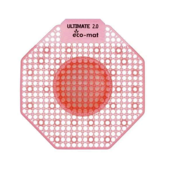 A red urinal mat